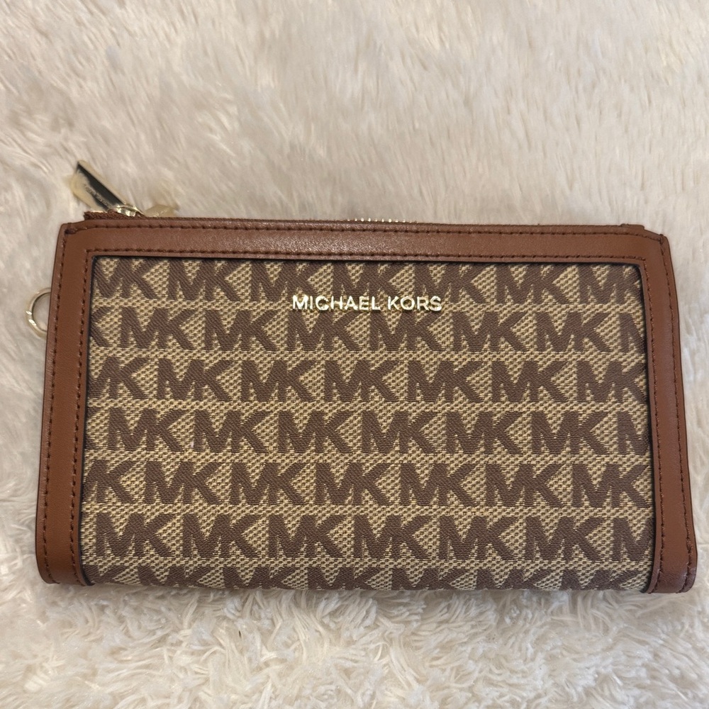 Michael Kors Tan and Brown Monogram Wallet